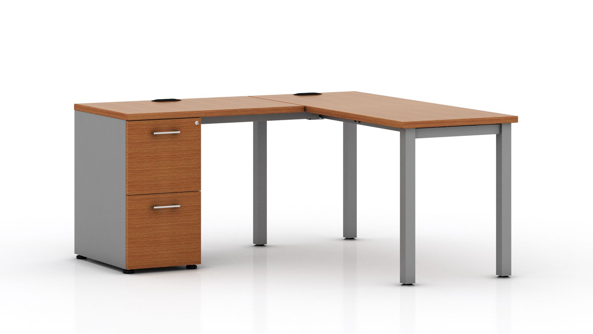 Galería de Escritorio en "L" con  Bases Doble "L" Línea SOM