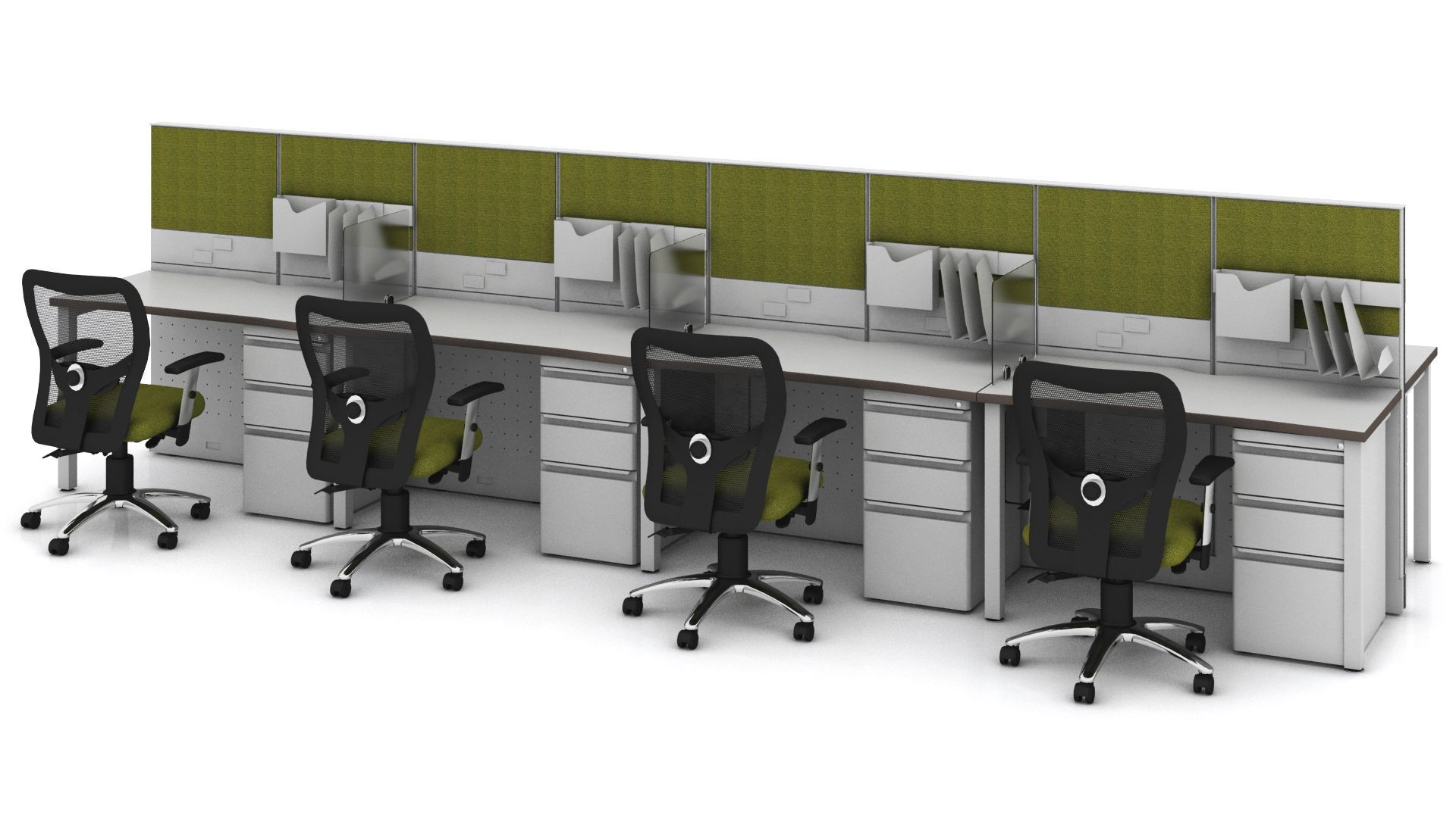 Galería de Módulo de trabajo escritorios rectos dobles para 8 personas