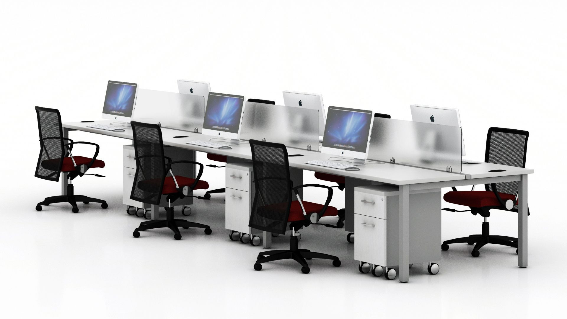 Galería de Módulo de trabajo para 6 personas con cajonera móvil Línea MT